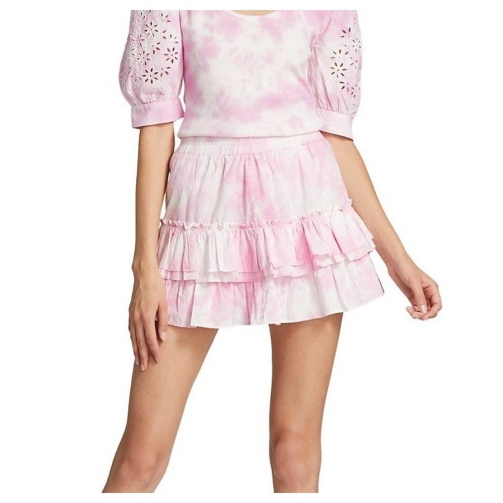 Generation Love Pink Tie Dye Tiered Ruffle Cotton Mini Skirt Women's Size M